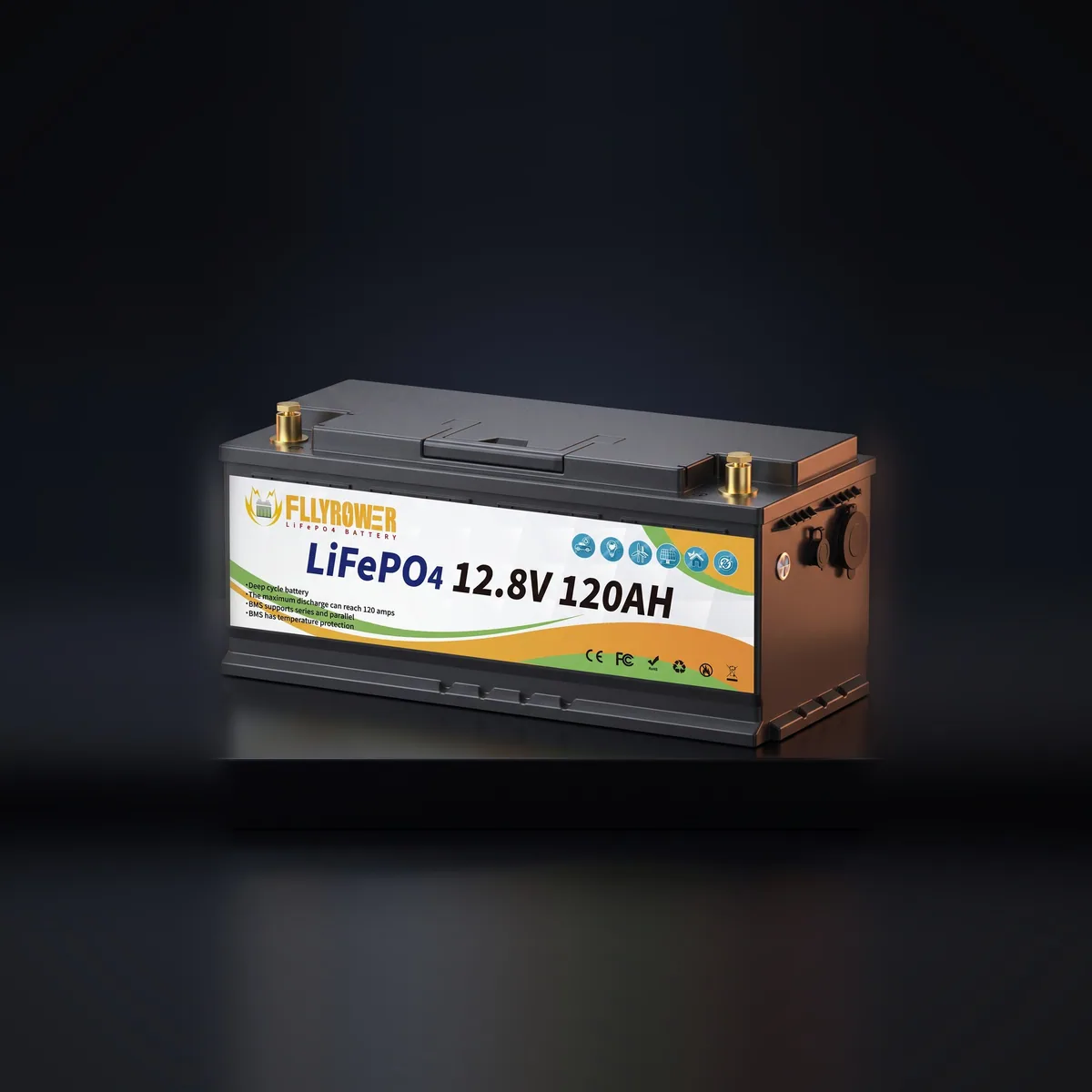 Акумулятор FLLYROWER LiFePO4 12V/120AH (1536W*h) 120Ah купити в Україні