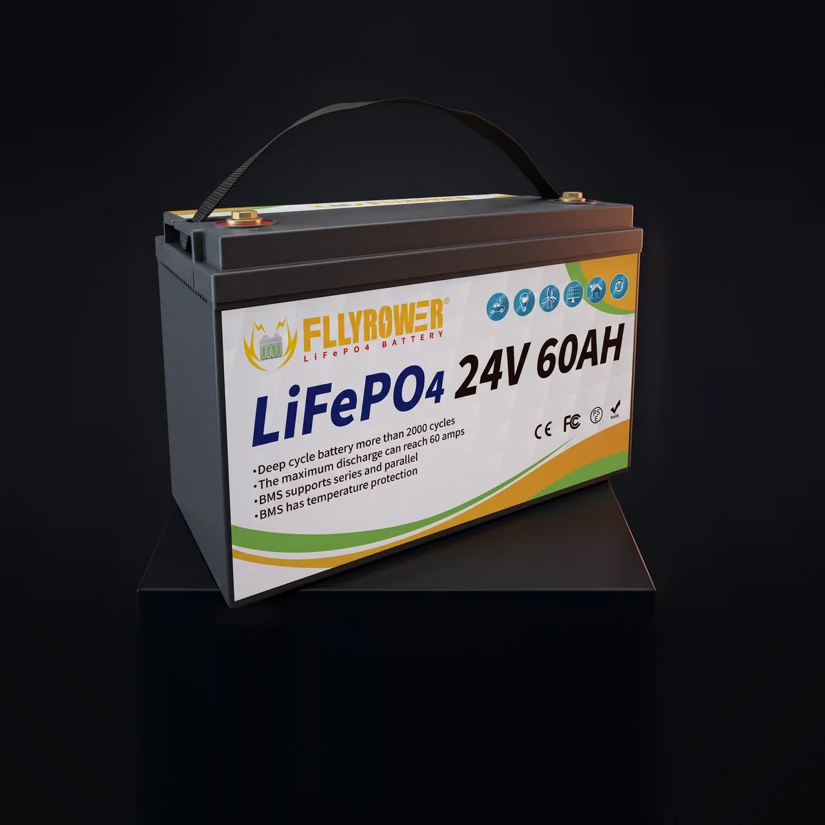 Акумулятор FLLYROWER LiFePO4 24V/60AH (1440W*h) 60Ah купити в Україні