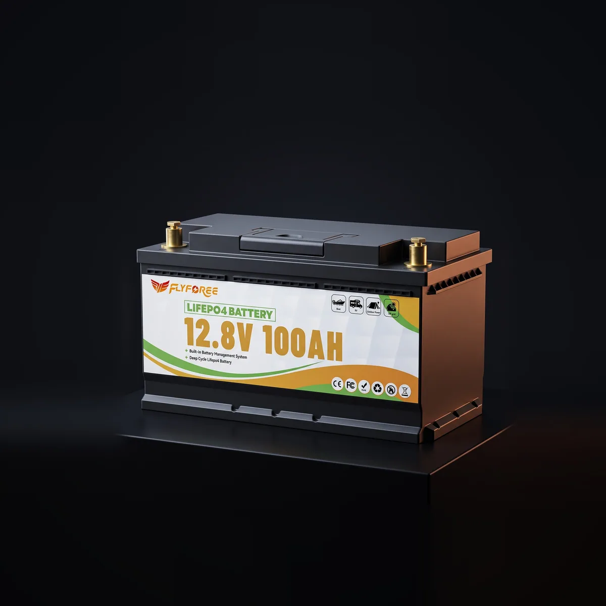 Акумулятор FLYFOREE LiFePO4 12V/100AH (1280W*h) 352mm Bluetooth 100Ah купити в Україні